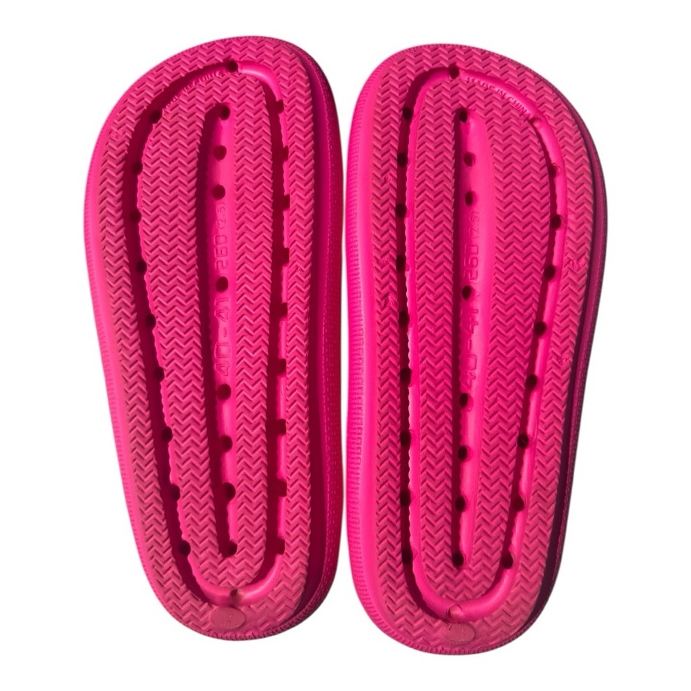 Hot Pink Double-Buckle Slide Sandals by Wewaya, cloud cushion waterproof slipper - Picture 12 of 16